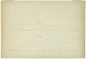 Ischia a Procida z Neapolského zálivu, Itálie, 1841 (grafit na papíře)